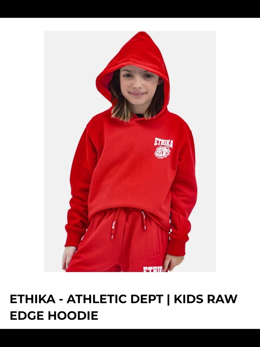 Ethika Kids Red Pullover Hoodie with Chest Logo